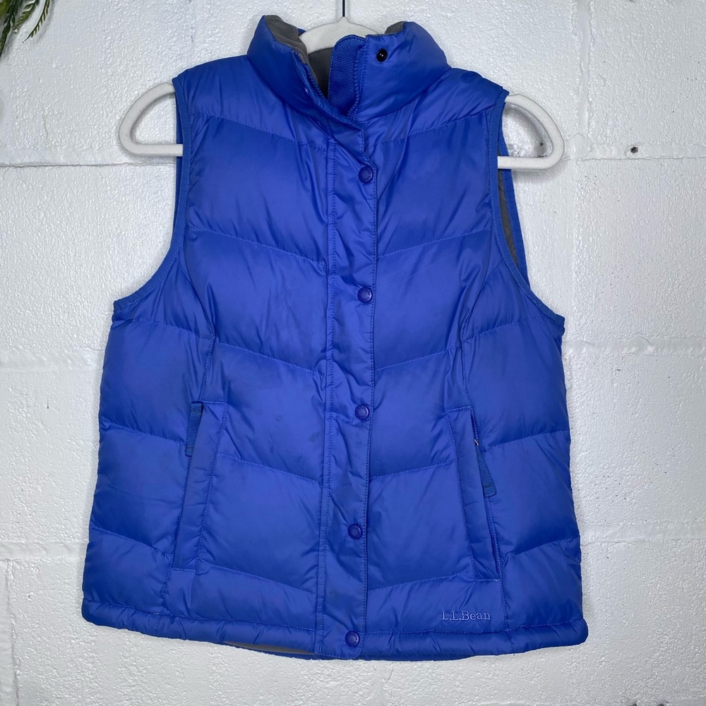 L.L. Bean Goose Down Filled Puffer Vest #276563 in Blue & Grey Size Medium